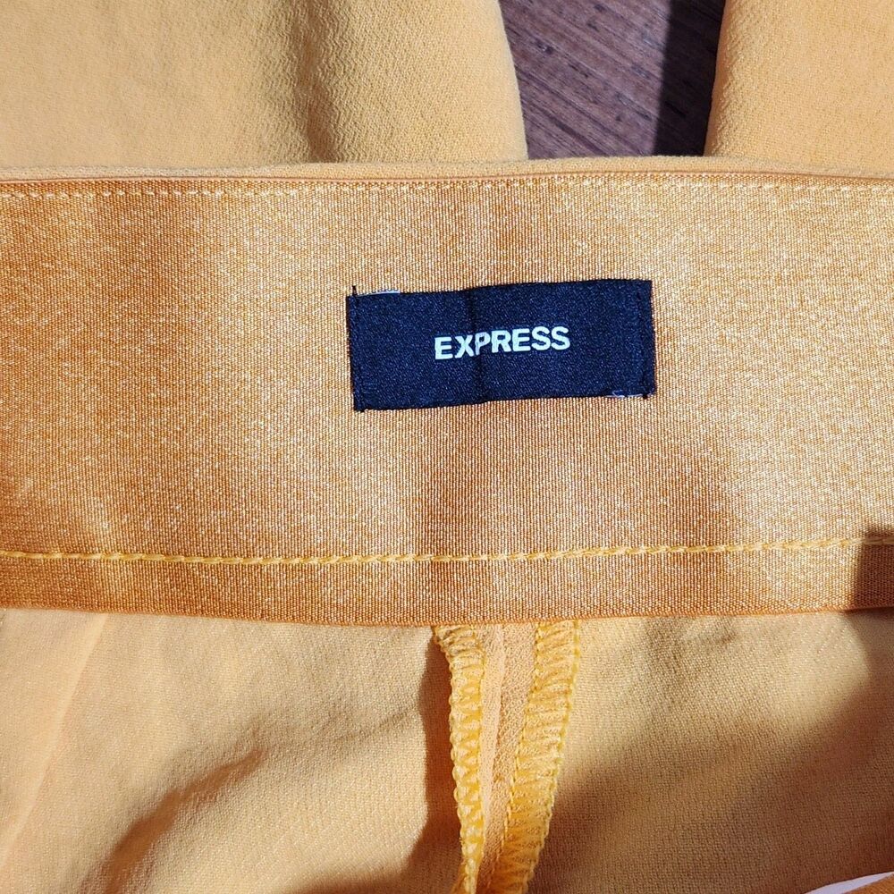 EXPRESS Editor Relaxed Trouser Mustard Yellow Size 8R Mid Rise Dress Pants - Picture 6 of 8